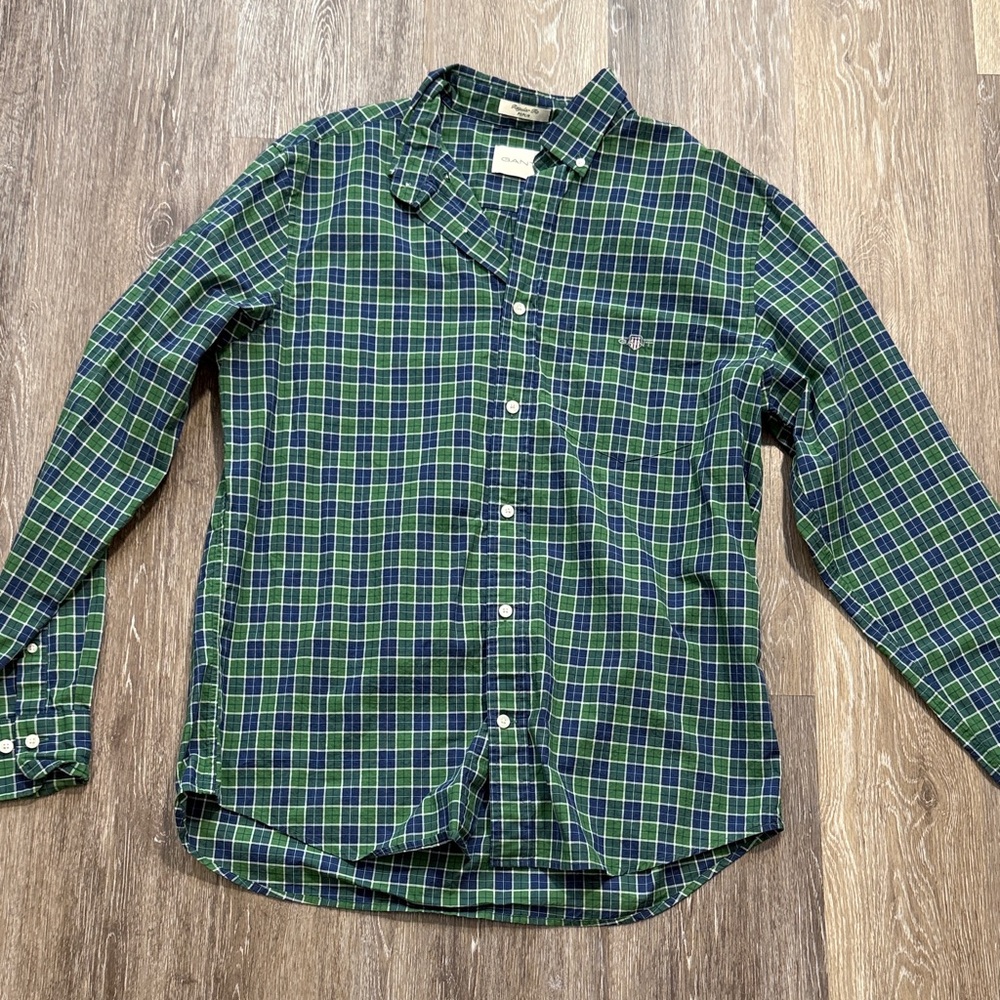 Gant Classic Poplin Check Button-Down Shirt Forest Green